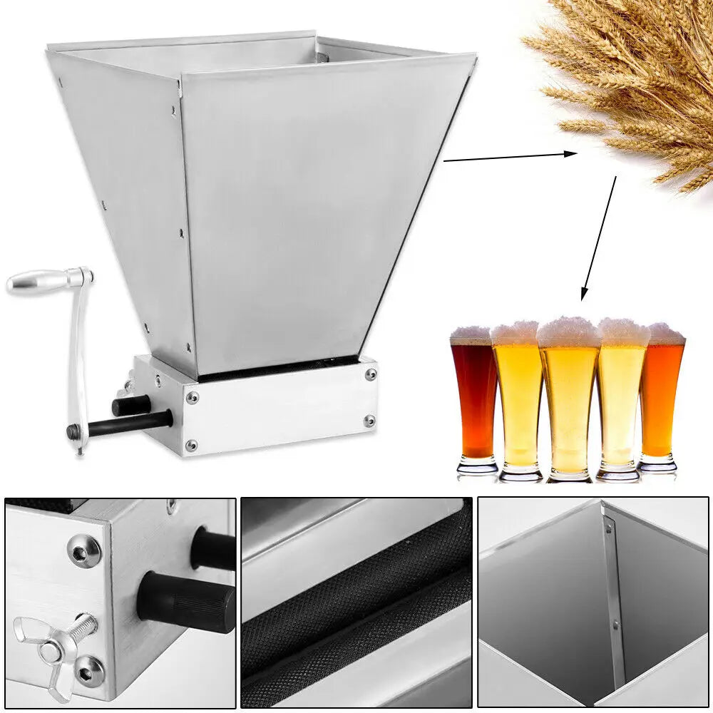 4L Stainless Steel Manual Grain Mill Malt Wheat Cereal Crusher